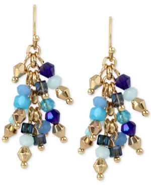 M. Haskell For Inc Gold-tone Blue Beaded Cluster Drop Earrings, Only At Macy's