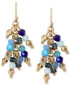 M. Haskell For Inc Gold-tone Blue Beaded Cluster Drop Earrings, Only At Macy's
