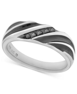 Men's Sterling Silver Ring, Black Diamond Swirl Ring (1/10 Ct. T.w.)