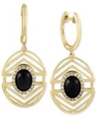 Eclipse By Effy Onyx (2-1/3 Ct. T.w.) And Diamond (1/6 Ct. T.w.) Openwork Geometric Drop Earrings In 14k Gold