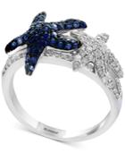 Seaside By Effy Sapphire (1/2 Ct. T.w.) & Diamond (3/8 Ct. T.w.) Starfish Ring In 14k White Gold