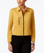 Kasper Petite Ponte-knit Zip-front Blazer