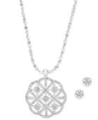 Charter Club Silver-tone Crystal Pendant Necklace & Stud Earrings