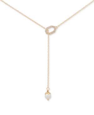 Ivanka Trump Gold-tone Pave & Imitation Pearl Slider Lariat Necklace