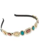 I.n.c. Gold-tone Pave & Stone Satin-wrapped Headband, Created For Macy's