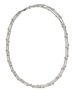 Giani Bernini Sterling Silver Necklace, Station Bead 3-chain Necklace