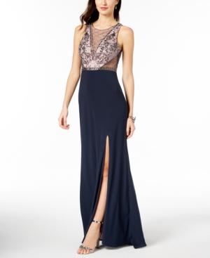 Betsy & Adam Beaded Illusion Gown
