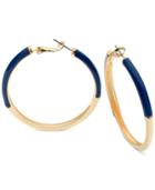 Guess Gold-tone Blue Enamel Color Block Hoop Earrings