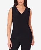 Tahari Asl Plus Size Pleated V-neck Shell