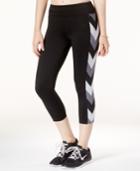 Jessica Simpson The Warm Up Printed Mesh-trim Cropped Leggings
