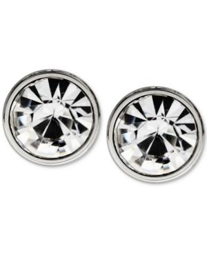 Sutton By Rhona Sutton Men's Stainless Steel Round Stone Stud Earrings