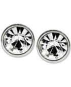 Sutton By Rhona Sutton Men's Stainless Steel Round Stone Stud Earrings