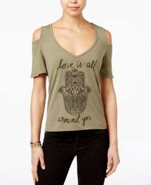 Self E Juniors' Cold-shoulder Graphic T-shirt