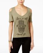 Self E Juniors' Cold-shoulder Graphic T-shirt