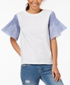 One Hart Juniors' Seersucker-sleeve Top, Created For Macy's