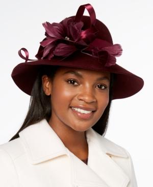 Josette Feather & Flower Embellished Wool Felt Floppy Hat