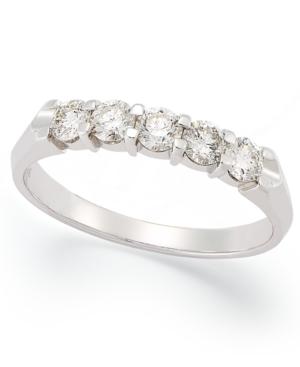 Certified Five-stone Diamond Anniversary Band Ring In 14k White Gold (1/2 Ct. T.w.)
