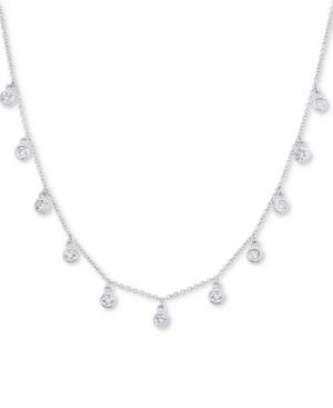 Wrapped Diamond Dangle Drop Collar Necklace (1/4 Ct. T.w.) In Sterling Silver, 17 + 3 Extender, Created For Macy's