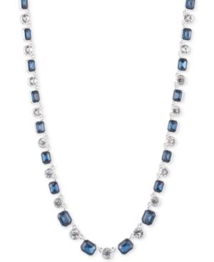 Anne Klein Silver-tone Bezel-set Stone Collar Necklace