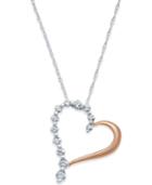 Diamond Accent Heart Pendant Necklace In 10k Rose Gold