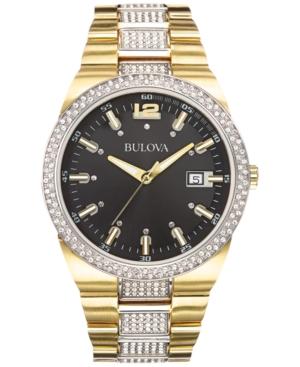 Bulova Men's Crystal Accent Gold-tone Stainless Steel Bracelet Watch 43mm 98b235