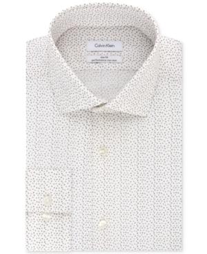 Calvin Klein Steel Men's Slim-fit Non-iron Performance Stretch Pebble Print Dress Shirt