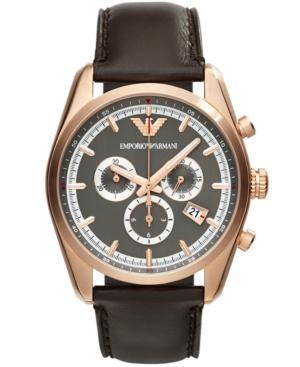 Emporio Armani Unisex Chronograph Brown Leather Strap Watch 43mm Ar6005