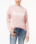 Pretty Rebellious Juniors' Peachy Graphic Ruffled Top