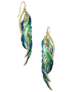 Rachel Rachel Roy Earrings, Gold-tone Multicolor Feather Earrings