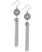 Lucky Brand Silver-tone Marcasite Floral Tassel Drop Earrings