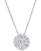 Diamond Necklace, 14k White Gold Diamond Flower Cluster Pendant (1 Ct. T.w.)