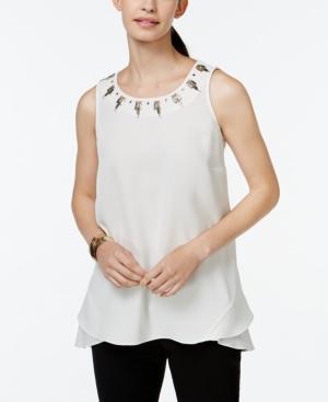 Alfani Petite Envelope-back Embellished Top, Only At Macy's