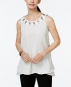 Alfani Petite Envelope-back Embellished Top, Only At Macy's