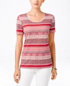 Karen Scott Petite Striped T-shirt, Only At Macy's