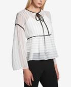 Dkny Tie-neck Peasant Top