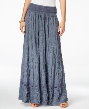 Inc International Concepts Crochet-trim Crinkle Maxi Skirt, Only At Macy's