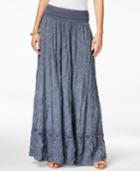 Inc International Concepts Crochet-trim Crinkle Maxi Skirt, Only At Macy's