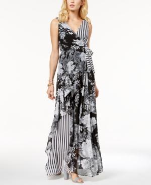 Inc International Concepts Printed Ruffle-trim Surplice Maxi Dress, Created For Macy's