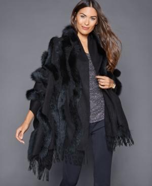 The Fur Vault Fox-trim Cashmere Stole