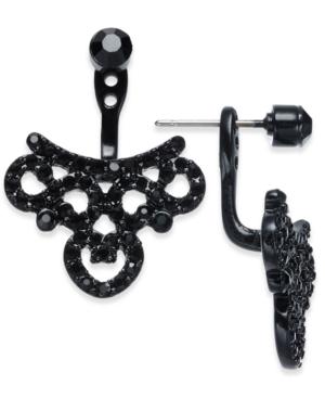 Inc International Concepts Black-tone Jet Pave Jacket Earrings, Created For Macy's