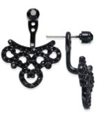 Inc International Concepts Black-tone Jet Pave Jacket Earrings, Created For Macy's
