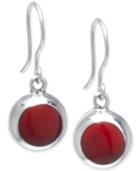 Red Jasper Drop Earrings (6.5mm) In Sterling Silver