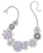 Inc International Concepts Silver-tone Multi-stone Flower Statement Necklace, 18 + 3 Extender, Created For Macy's