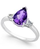 Amethyst (1-1/3 Ct. T.w.) And Diamond Accent Ring In 14k White Gold