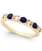 Victoria Townsend Sapphire (3/8 Ct. T.w.) And White Topaz (3/8 Ct. T.w.) Ring In 18k Gold Over Sterling Silver