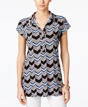 Alfani Chevron-print Polo Top, Only At Macy's