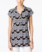 Alfani Chevron-print Polo Top, Only At Macy's