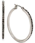 Kenneth Cole New York Silver-tone Black Pave Hoop Earrings