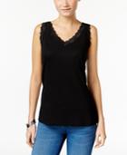 Karen Scott Lace-trim Tank Top, Created For Macy's