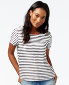 Maison Jules Striped Sequin T-shirt, Only At Macy's